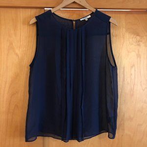 Navy Sheer Sleeveless Blouse
